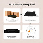 Claiks 128" U-Shaped Modular Sectional Sofa No Assembly Required, Oversized Cloud Couch with Double Chaise, Corduroy Fabric for Living Room & Apartment, Black