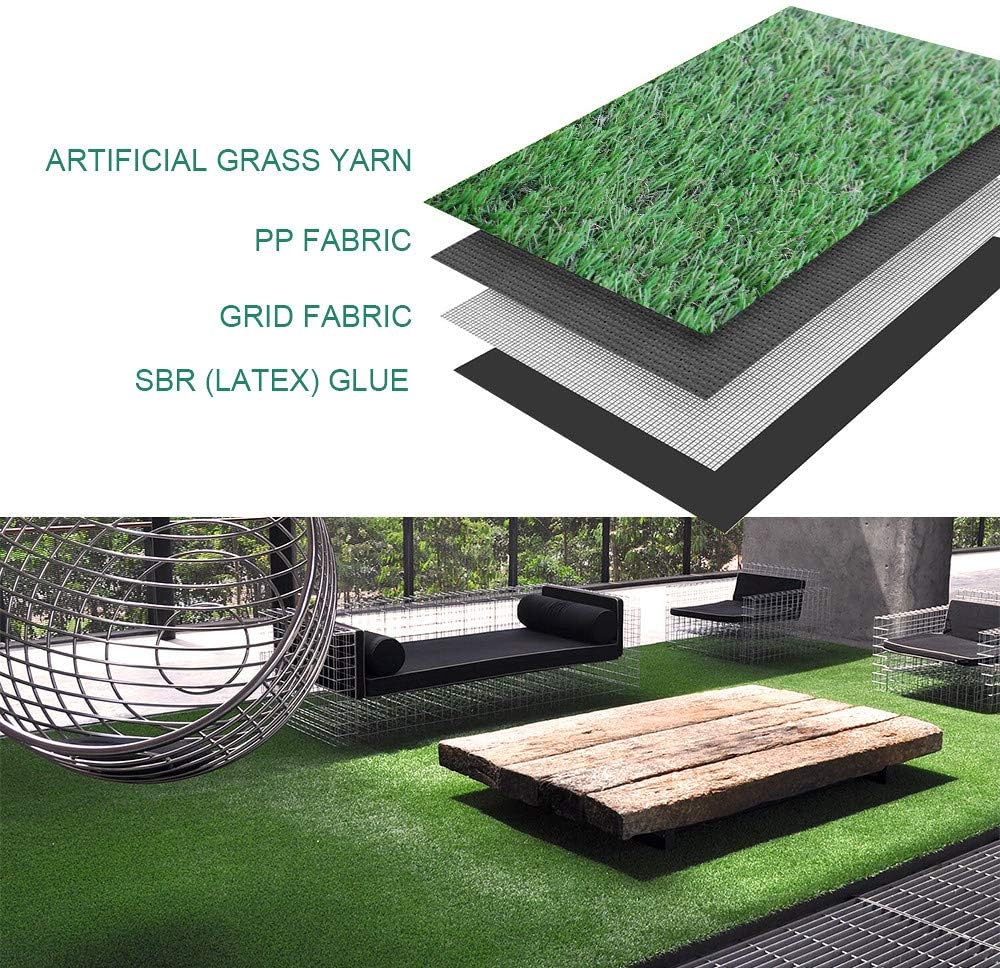 Petgrow Synthetic Artificial Grass Turf Lawn 4 x 18ft, 1.38" Outdoor/Indoor Fake Grass Rug Astroturf for Dogs,Faux Grass Rug with Drainage Holes/Custom Size Provided