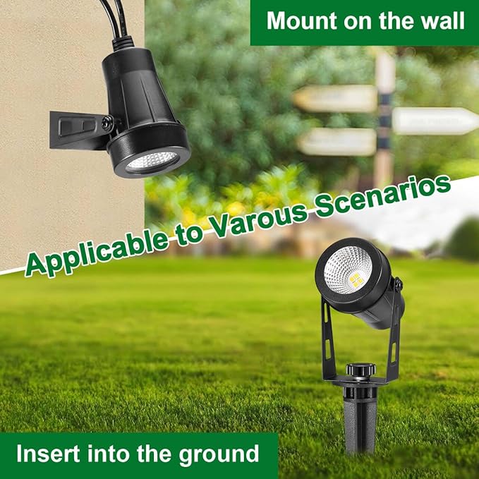Low Voltage Landscape Lighting, 6 Pack Outdoor Spot Lights with Transformers, 12V Warm White Landscape Spotlights IP65 Waterproof Plug in Outdoor Uplights for Yard House Pathway Tree Pools