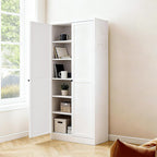 AQY Metal Pantry Cabinet with Doors & Shelves, 61” Tall White Kitchen Storage Cabinet, Freestanding Pantry Organizer for Kitchen, Living Room, Garage, Adjustable Shelves, Heavy-Duty Steel Storage Cabi