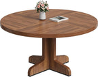 IDEALHOUSE Round Dining Table for 4, 47 Inches Dining Room Table with Wooden Base, Circle Kitchen Dinner Table for Dining Room, Kitchen, Living Room (Table Only), Walnut