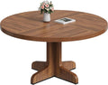 Garvee 47 Inch Round Dining Table for 4, Farmhouse Kitchen Dining Room Circle Dinner Table, Kitchen Dining Room Furniture, Walnut (Table Only)