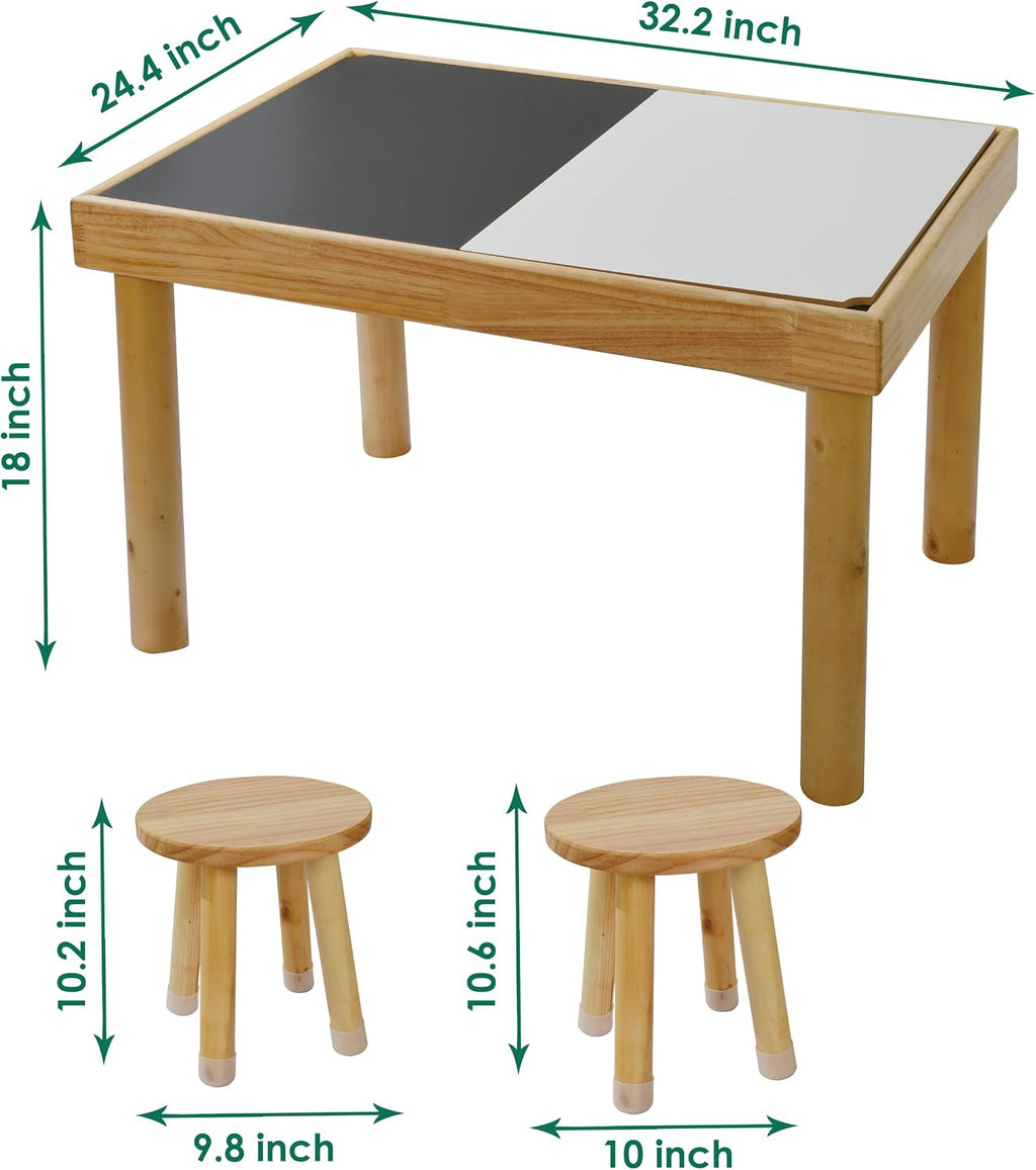 Wooden Sensory Table for Toddlers with 2 Chairs, Double-Sided Boards | Sand and water play, promotes sensory development, easy assembly, indoor outdoor use