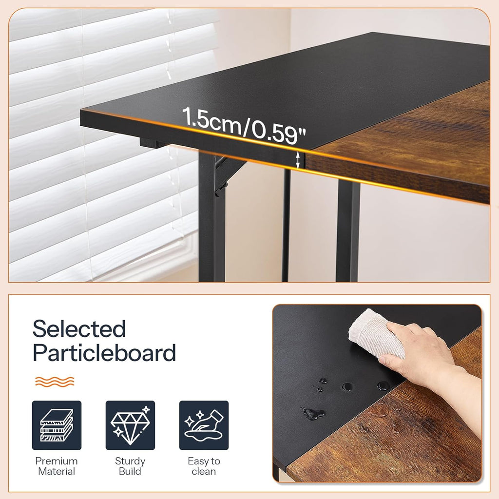HOOBRO Dining Table, Wooden Kitchen Table for 4-6, Rectangular Dining Room Table with Sturdy Metal Legs, Long Dinner Tables with Large Tabletop for Living Room Kitchen, Rustic Brown and Black BF20CZ01