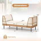 HAPPYGRILL Outdoor Wicker Daybed, Rattan Patio Couch Sofa Bed with Armrests, Cushions & Pillows, Boho 2-Seater Lounge for Porch, Backyard, Garden, Poolside (1)
