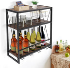 Gdrasuya10 Wall Mounted Wine Rack with Glass Holder Storage, Wine Bottle Display Wine Rack Shelf Stemware Rack Metal Wine Storage Rack Hanging Wine Shelf for Home Decor