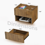Floating Nightstand Bedroom Bedside Table - Floating Night Stand Set 2 for Small Spaces, Wall Mounted Cabinet with Storage Drawer, Brown Modern Night Stand for Dorm Hallway Entryway