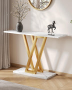 LITTLE TREE Console Table Hallway Table for Entryway 43 Inch Sofa Table Entryway Tables for Living Room, White & Gold