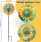 Sunflower Wind Spinners Outdoor, MeyRolizn Metal Pinwheel Wind Sculpture with Stake, Small Windmill for Garden Lawn Yard Patio Outside Art Decor(1pcs-Yellow)