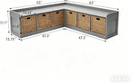 L-Shaped Storage Bench, 63" Corner Entryway Window Bench with 6 Strorage Drawers, Modern Breakfast Nook Seat for 2-3 Adults, Corner Banquette Benches for Living Room, Dining Room, Gray