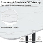 Merax 7-Piece Dining Set with Faux Marble Table, PU Upholstered Chairs, Space-Saving Kitchen Table for Dining Room/Breakfast Nook/Small Spaces, White+Black