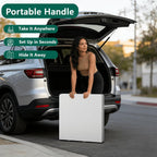 Folding Table 1 Pack, 4FT Folding Table with Adjustable Height, Heavy Duty Plastic Foldable Table Portable, Steel Legs Supports to 300lbs, Suitable for Party, Camping, Events Indoor&Outdoor Use, White