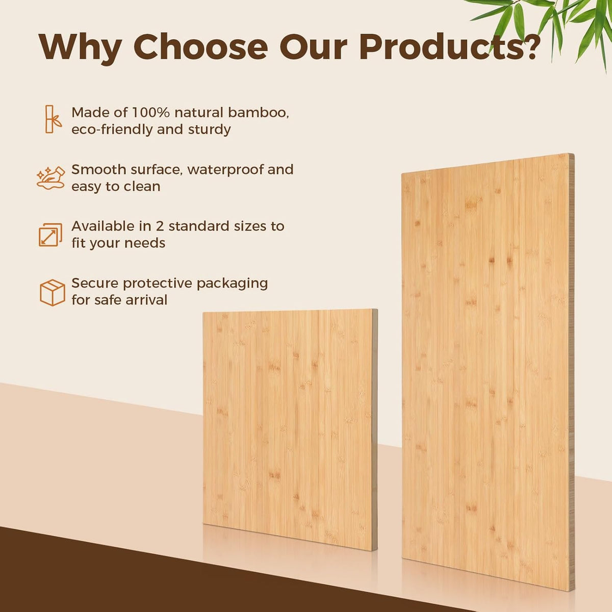 24" x 25" Butcher Block Countertop, 1.2 Inch Thick Solid Bamboo Desktop, Replacement Tabletop for Desk, Dining Table, Coffee Table, DIY Furniture, Natural Bamboo Finish