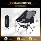 MOON LENCE Portable Camping Chair Backpacking Chair - The 4th Generation Ultralight Folding Chair - Compact, Lightweight Foldable Chairs for Hiking Mountaineering, Beach (Orange-2Pack)