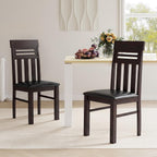 Giantex Wooden Dining Chairs Set of 4, High Back Dining Room Chairs with Padded Seat & Rubber Wood Frame, PU Leather Farmhouse Side Chairs for Kitchen Living Room