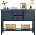 LKTART Solid Wood Farmhouse Console Table,Sofa Table with Storage Drawers and Shelves,Entryway Table for Entry Hallway Foyer Sofa Side Table,EasyAssembled (48" Navy Blue)
