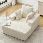Chaise Lounge Chair, 54" Oversized Cloud Couch Sofa with Deep Seat, Plush Corduroy Reading Chair for Living Room, Bedroom, Reading Nook, Apartment, Gaming Room & Movie Nights, Beige