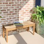 Vintage Entryway Bench, 45 inch Acacia Wood Bench with Woven Rope Seat, Wicker Bench Indoor for Hallway, End of Bed, Rustic Farmhouse Boho Style, Rope Dining Bench (Natural)