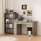Drafting Table with Storage Cabinet & Drawers, Adjustable Drawing Desk with Open Shelves, Craft Table Painting Desk for Artists, Painters, Drawing, Crafting, Reading, Writing, Working (Grey)
