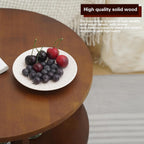 Solid Wood Coffee Table with Wheels,Modern Rolling Side Table for Living Room,Mobile Bedside End Table - Easy Assembly- Finish Circle Center Table with Lockable Casters