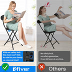 Rfiver Folding Stool with Back, Heavy Duty Foldable Stools for Adults with Handle, Portable Folding Stool Chair (24 inch Set of 1)