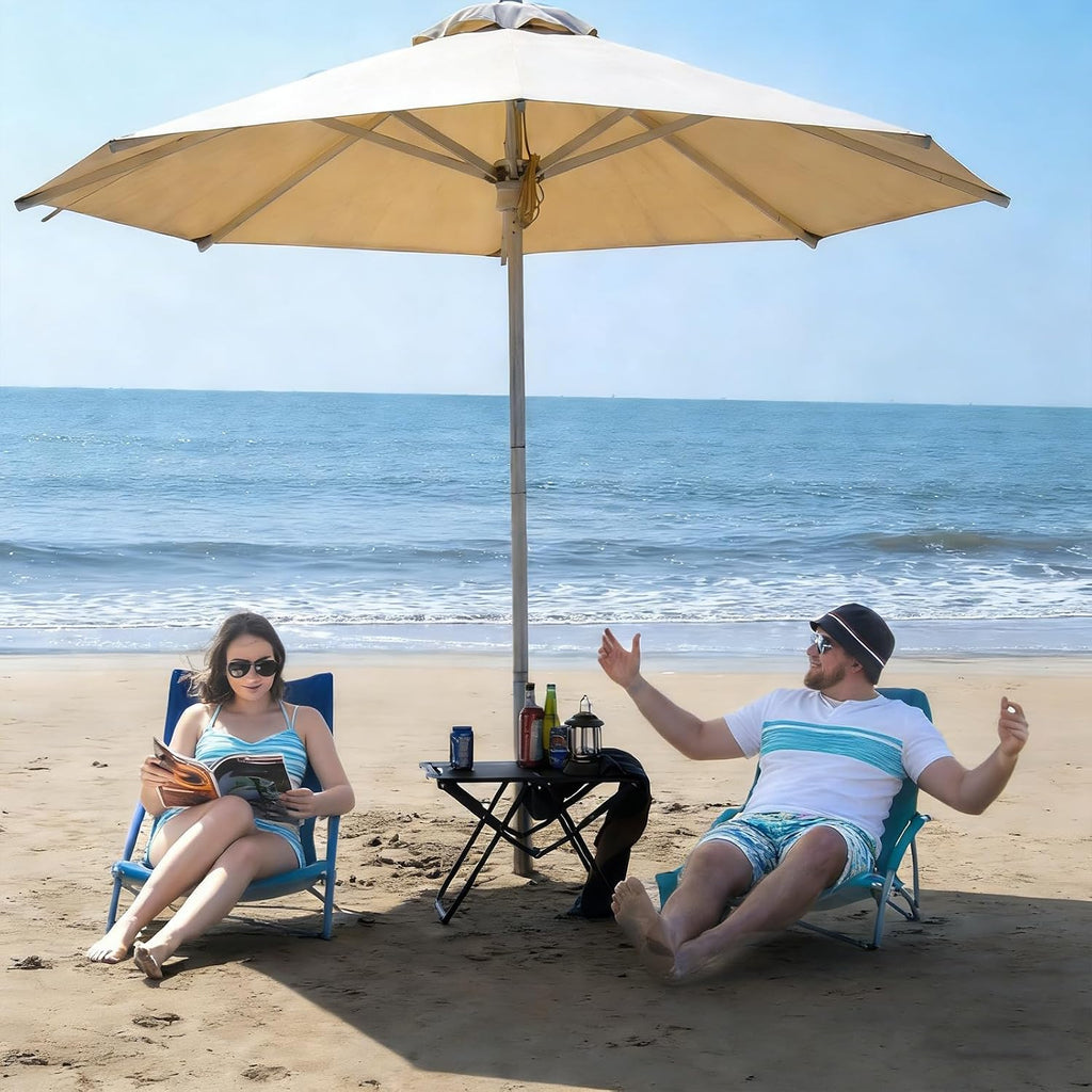 Romswi 2 Pack Lightweight Low Beach Chairs with Breathable Mesh Back,6LBS Folding Portable Sand Chairs with Cup Holder, Heavy Duty 300lbs Capacity for Camping & Outdoor Use,Green