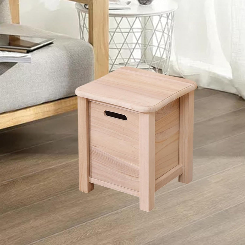 Wooden Foot Stool with Drawer Footstool Garden Display Stand Footrest Ottoman for Doorway Living Room Entryway Bedroom Dorm, 30cmx30cmx35cm