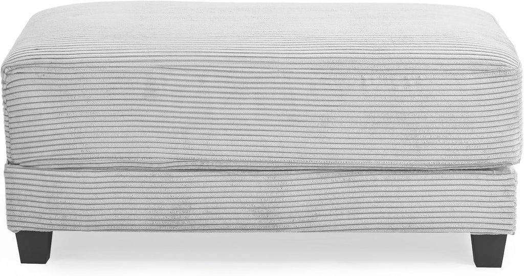 Corduroy Ottoman for Sectional Sofa, Modular Footrest with Wooden Legs, 43.7 x 29.1 x 18.5 Inches, Convertible Furniture for Living Room,Gray