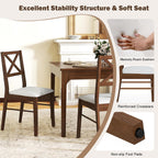 POWERSTONE Dining Chairs Set of 2, Wooden Kitchen Chairs with Soft Fabric Seat for Dining, Living Room, Restaurant - Mid Century Farmhouse Dining Chairs(Brown & White)