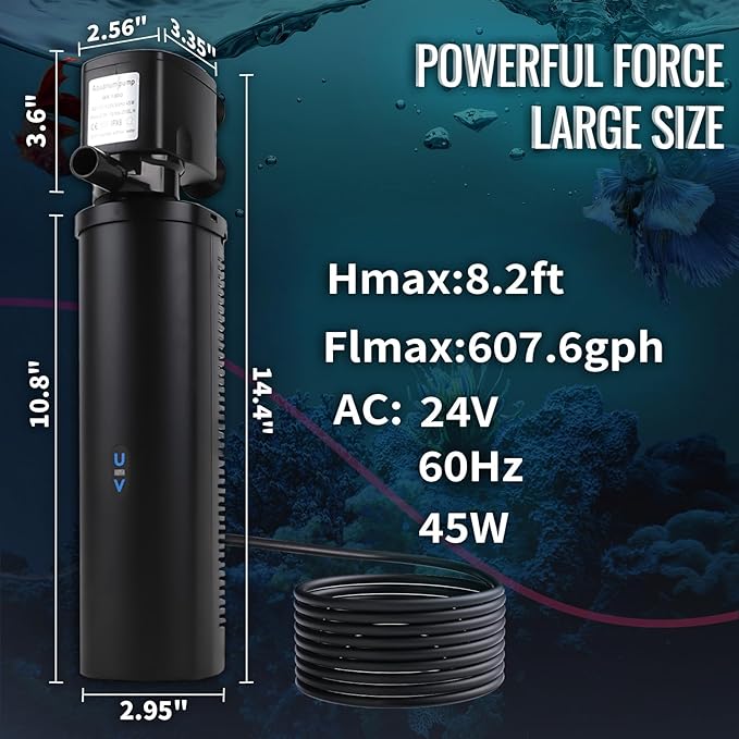 TARARIUM 600GPH Cold Plunge Small Pool Filter with 24V DC Powerful Pump for or Up to 1000 Gal Cloudy Water Cleaner