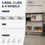 OlarHike 97QT Storage Bins with Lids for Closet, Garage, Shelves, 3 Pack