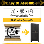 SteeLoong 75”Metal Pantry Storage Cabinet with Doors & 5 Adjustable Shelves | Kitchen Pantry Cabinet,Black Kitchen Cabinet with 2 Gold Handles,Tall Cabinet for Livingroom,Pantry, Bathroom,Kitchen,Garage