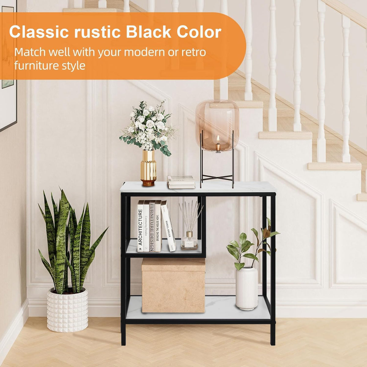 AT-VALY 3-Tier End Table,Nightstand for Living Room, Bedroom, Office, Bathroom (Black)