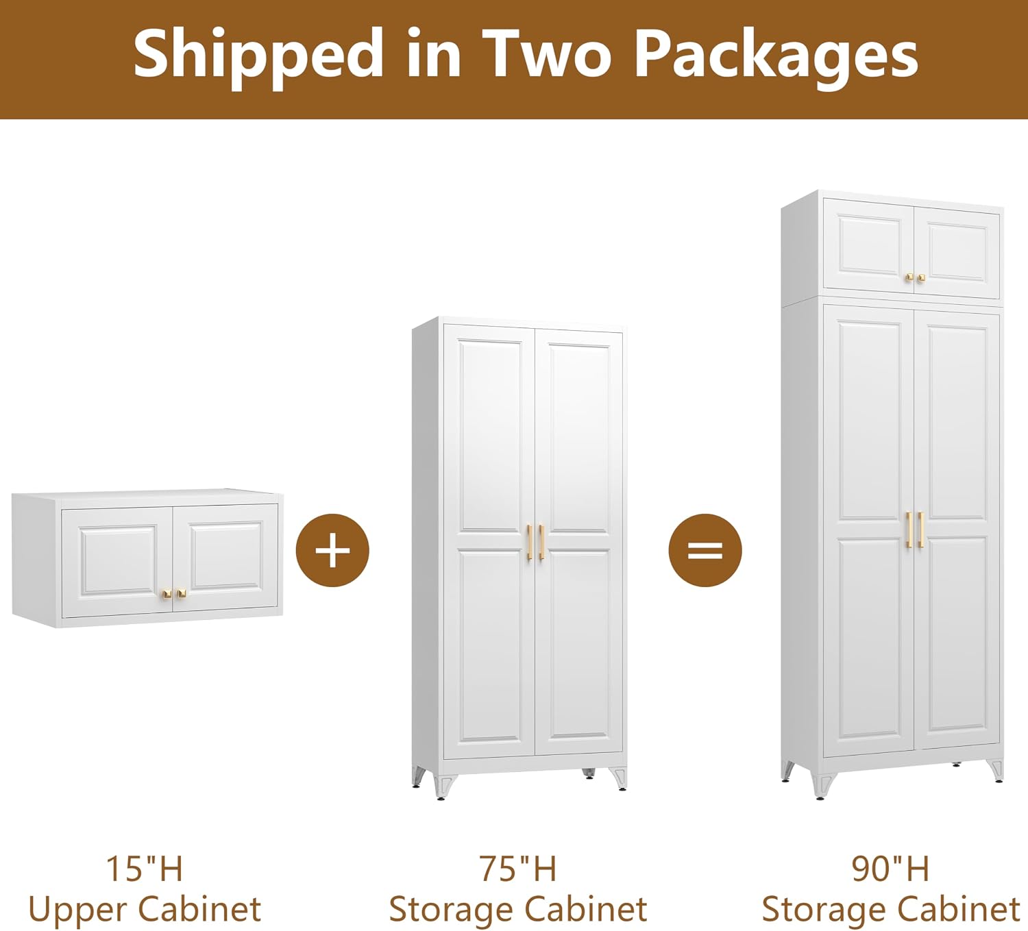 Polup 90" Pantry Cabinet, Tall Metal Storage Cabinet with Doors and Shelves