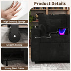 3 in 1 Pull Out Couch, Corduroy L Shaped Couch Sleeper Sofa Bed, Black | Reversible Storage Chaise, Charging Station, Cup Holder, Sleeper Sofa, for Living Room Apartment