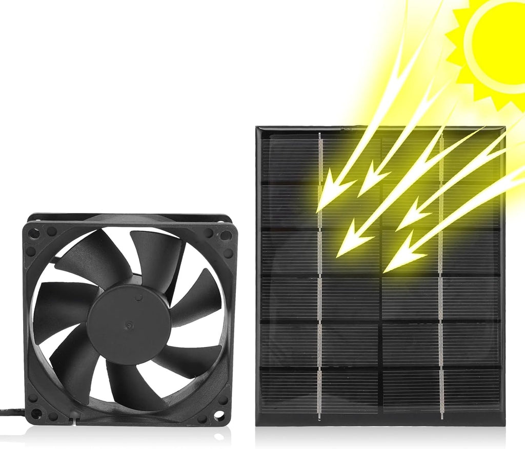 Solar Panel Fan, 2W Greenhouse Ventilation Solution Exhaust Air Ventilation Heat Dissipation Tool, Solar Panel Powered Fan Mini Ventilator, Solar Fan Exhaust Fan, For Greenhouse Shed