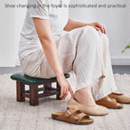 Footstool Ottoman - Small Rectangular Step Stool with Non-Slip Soft Padding for Living Room, Bedroom, Kitchen(Green,35X25X16.5cm)