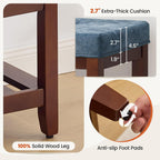HUBSON 44" Entryway Shoe Bench, Upholstered End of Bed Bench with Solid Wood Shelf, Button Tufted Shoe Bench for Bedroom, Hallway, Living Room, Blue