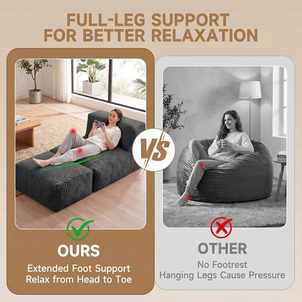 Bean Bag Chair for Adults, Plush Beanbag Sofa Couch with Memory Foam Filler, Machine Washable Cover, Comfy Lounge Chair for Small Spaces, Reading, Gaming, Living Room & Bedroom Black
