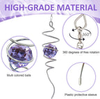 Wind Spinner Spiral Tail, Gazing Ball Spiral, Decorative Sun Catcher Rainbow Maker 11inch Tail and 2 inch Purple Crystal Orb with Swivel Hook, Indoor & Outdoor Garden Decoration 13" Height