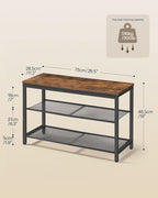 HOOBRO Shoe Bench, 3-Tier Shoe Rack, Industrial Shoe Organizer Storage Bench, 29.5 inches Entry Bench with Mesh Shelves, for Entryway, Living Room, Hallway, Easy Assembly, Rustic Brown BF75HX01