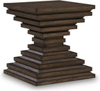 Signature Design by Ashley Hannodream Modern End Table with Architectural Geometry Design, Dark Brown