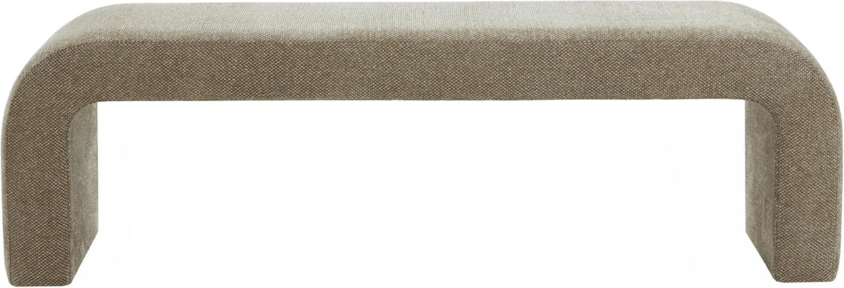 SAFAVIEH Couture - Caralynn Brown Chenille Curved Waterfall Upholstered Bench, Fully Assembled, 62.4" W x 18.1" D x 19.3" H (SFV5027S)
