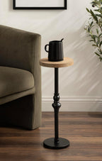 Kate and Laurel Stratton Round Pedestal Drink Table; 9 x 9 x 22; Hazelnut Brown and Black; Decorative Mini Table for Use as Indoor Plant Stand or Cute Martini Table