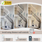120'' Bubble Crystal Raindrop Chandeliers 16-Lights Black Long Staircase Chandelier Foyer High Ceiling Chandeliers Loft Slante LED Dimmable Ceiling Fixtures