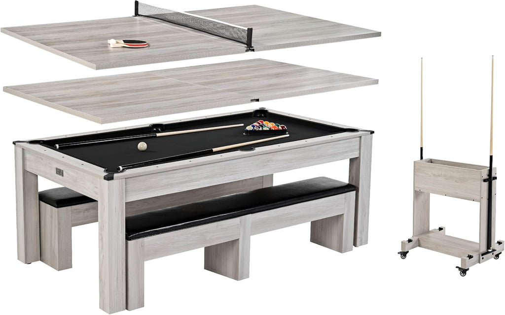 Barrington Billiards 7Ft Combo Table 3-in-1 Pool Table, Dining & Ping Pong