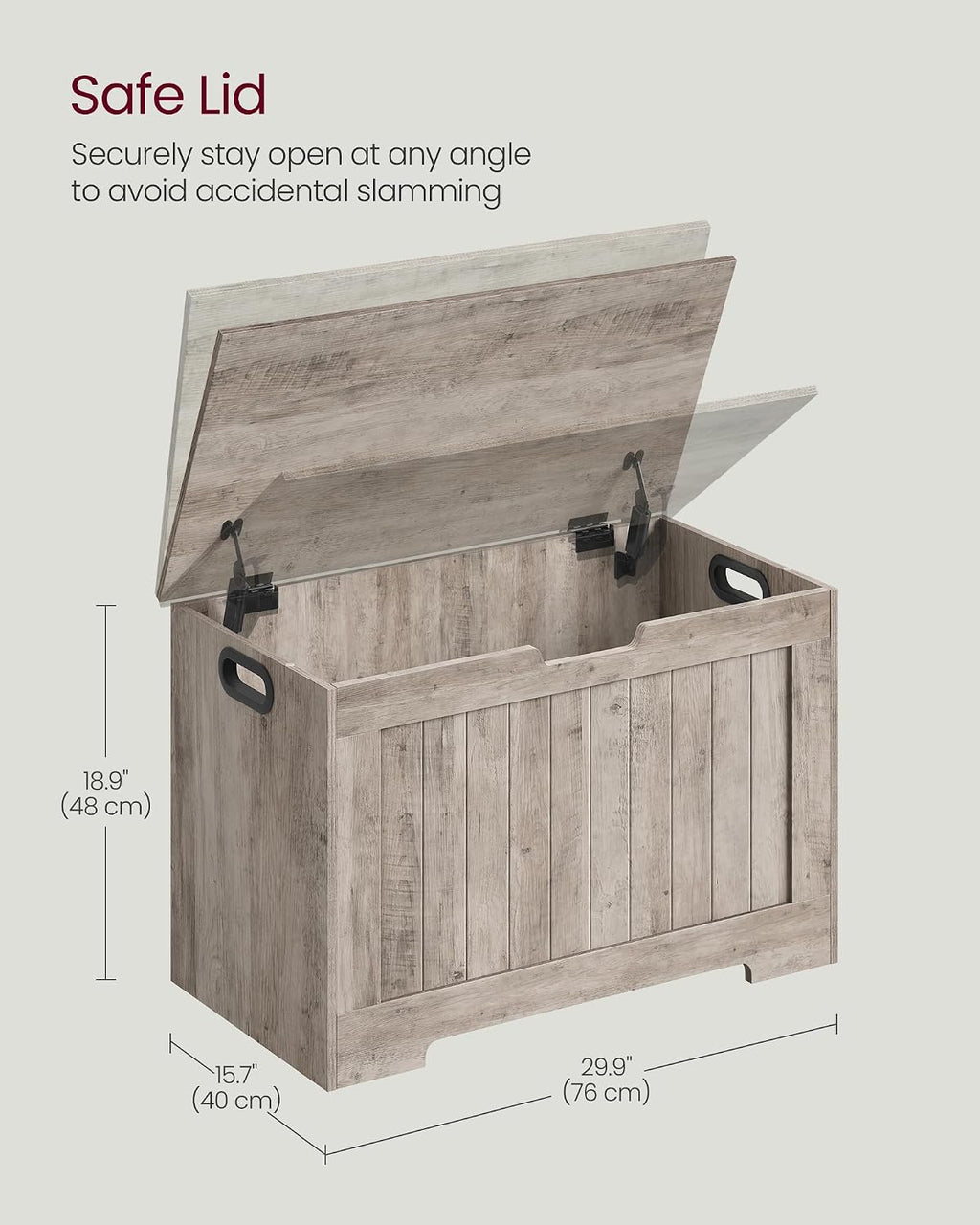 VASAGLE Storage Chest, 29.9 Inches Width Bench with 2 Safety Hinges | Shoe Bench, Farmhouse Style, for Entryway, Bedroom, Living Room, Heather Greige, SOFIE Collection ULHS011K01