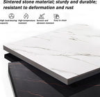 Modern Console Table with Sintered Stone Top | Narrow Console Table with Metal Frame, for Hallway Living Room Bedroom Hotel & Behind Sofa(Black-B,150x30x80cm)