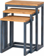 Nesting Table Set of 3, Firwood Tops and Iron Frames | Firwood tops and iron frames, 3-piece nesting table set for living rooms