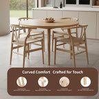 Polynices Wishbone Chair, Weave Modern Solid Wood Mid-Century Y Shaped Backrest Dining Chair (Natural)